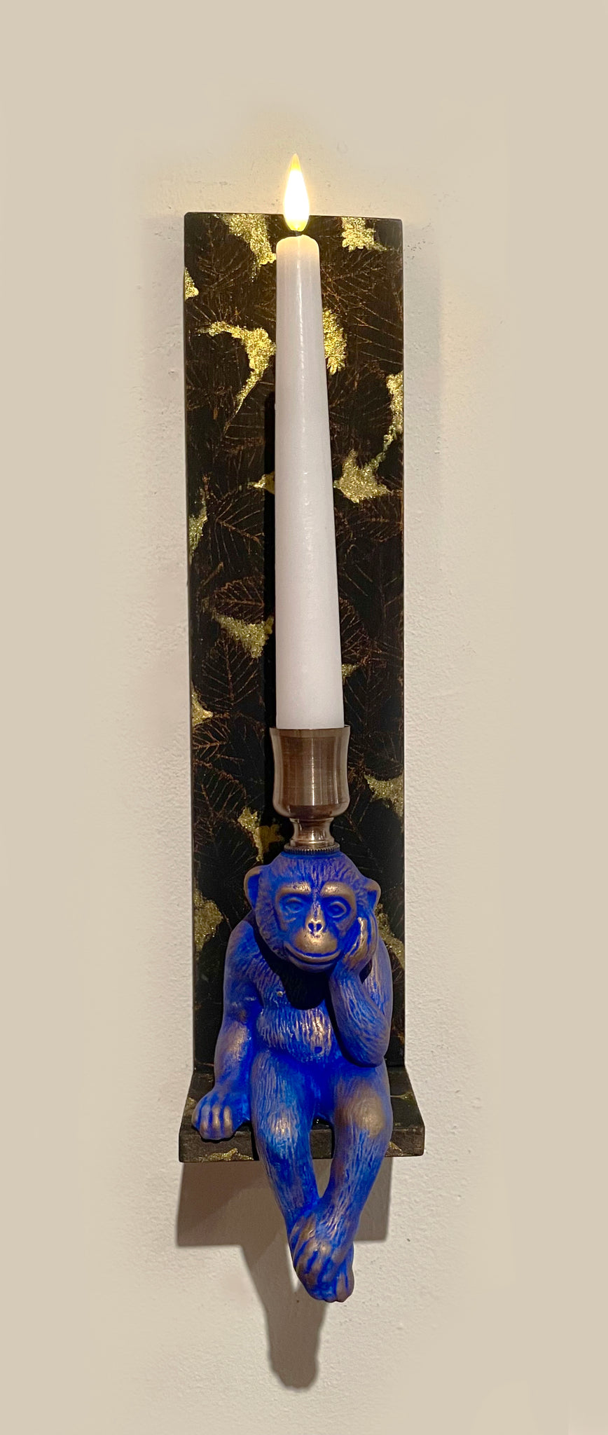 monkey candle sconce - blue